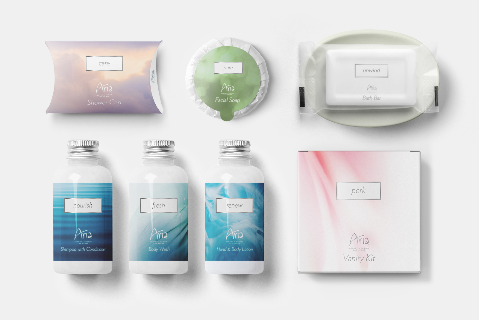 ARIA Resort and Casino Sky Suites toiletries packaging design