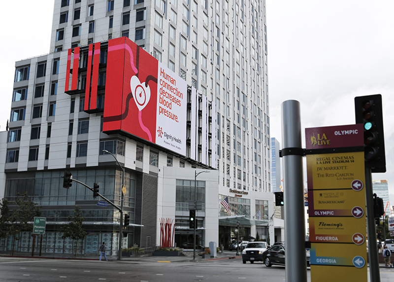 Dignity Health Science of Humankindness digital billboard at Marriott LA Live