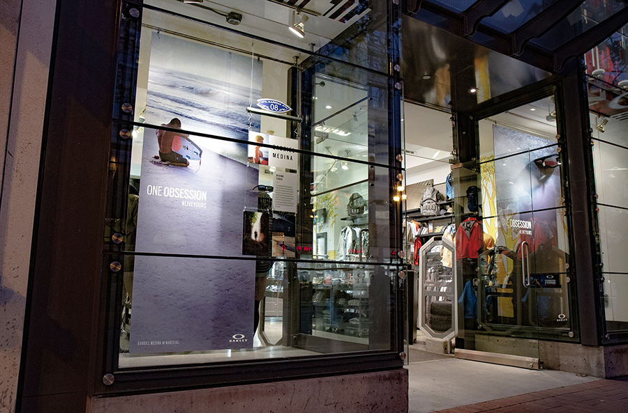 Oakley ‘One Obsession’ retail display featuring surfer Gabriel Medina