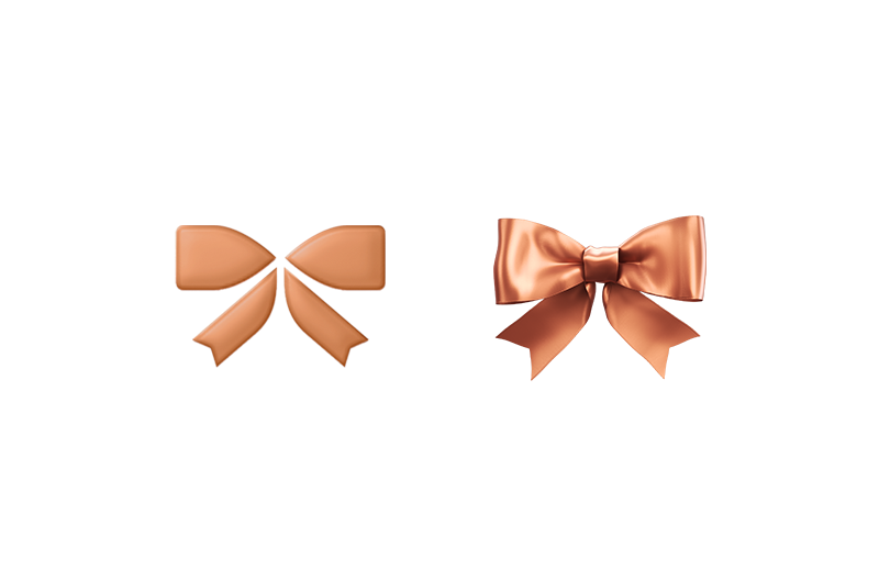 Russell Stover bow icon variations in both photographic and graphic styles for brand applications