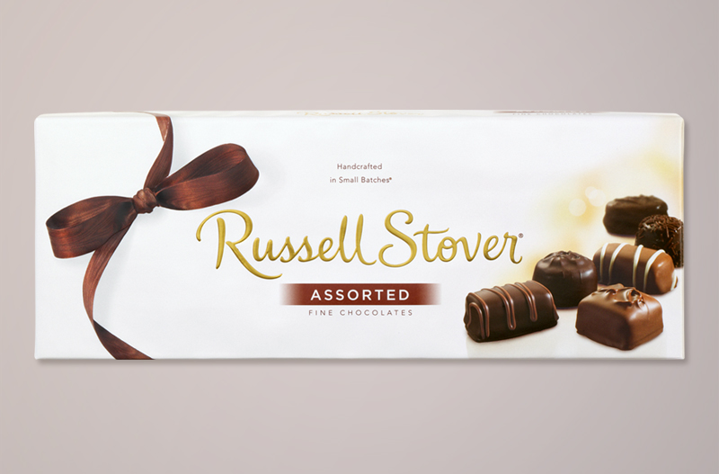 Russell Stover legacy packaging design showing the previous brand identity before the refresh