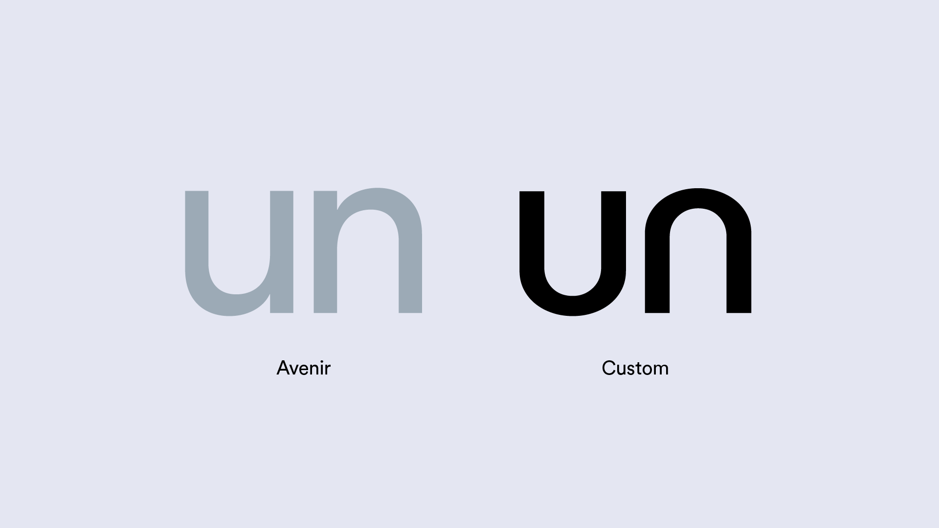 Unison logo design process showing custom typography exploration